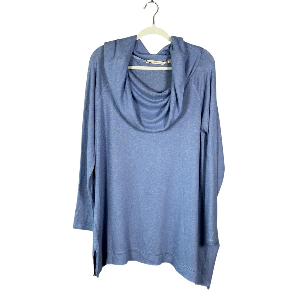 Soft Surroundings Blue Cowl Neck Tunic Top Asymmetric Hem Size L